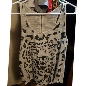 White Leopard Print Tank Top